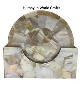 Posavasos de fregona hechos a mano de alta calidad, posavasos de piedra hechos a mano de madreperla, fabricante de posavasos de madera MFD - Product Image 4