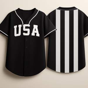 Jersey de béisbol personalizado de EE. UU., sudadera Retro en blanco para hombre, bordado, malla impresa sublimada por calor, softbol Retro transpirable - Product Image 3