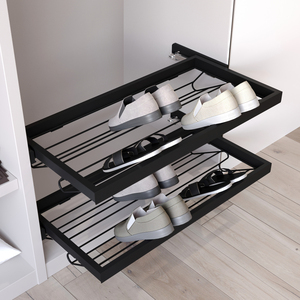Kit con struttura per scarpiera regolabile in metallo con armadio Emuca 800mm nero testurizzato con guide morbide Stand & Stand categoria di prodotti - Product Image 2