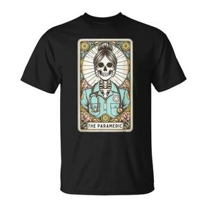 เสื้อยืดลายไพ่ทาโรต์รูปโครงกระดูกพยาบาลฉุกเฉิน EMS EMT ER สำหรับโปรโมชั่น - Product Image 1