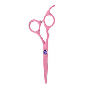 กรรไกรช่างตัดผมสีชมพูเคลือบมือซ้ายกรรไกรสแตนเลสพร้อมที่วางนิ้วเงินและสกรูแฟนซี - Product Image 5
