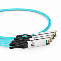 Kabel Transceiver Optik AOC Breakout 100G QSFP 4x25G SFP28 Bersertifikasi ROHS Daya Rendah MPO 5G POE Jaringan Komunikasi OM3/OM4