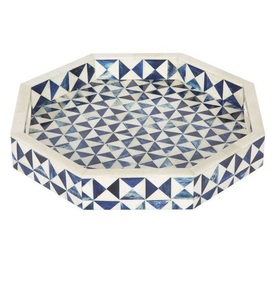 Beau plateau de service décoratif floral en incrustation d'os fait à la main pour table basse du fabricant indien SCI - Product Image 6