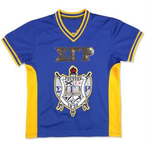 Maillot de football SGR-Bleu Royal | Maillot de sport Sigma Gamma Rho 100% Polyester Logo de l'équipe brodée | Sorority Gear - Product Image 1