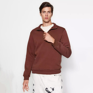 Sudadera de cuello redondo de nueva moda lisa con logotipo personalizado al por mayor, sudaderas de media cremallera de nueva moda - Product Image 1