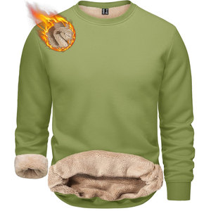 Men Designer Heavyweight Crewneck Combed Cotton Sweatshirt Sherpa Lining 280 GSM Boxy Fit Low MOQ Custom Clothing Manufacturer - Product Image 1