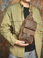 Sac bandoulière unisexe en cuir pleine fleur véritable style personnalisé, sacoche de poitrine en cuir Crazy Horse avec fermeture éclair, réutilisable, écologique, grande taille