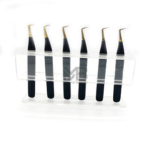 Pinzas de extensión de pestañas de acero inoxidable, volumen de 90 grados, Punta dorada negra mate, suave, alta calidad, duradera, personalizable - Product Image 2