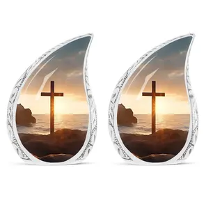 Urne funéraire en aluminium Ocean Jesus Cross pour cendres humaines - Product Image 3