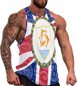 Paisley et Anguilla drapeau hommes Muscle débardeur sans manches entraînement débardeurs Gym Fitness t-shirts gilet - Product Image 1