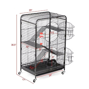 Gran lujo hurón pequeño Animal Hutch Alambre <span class=keywords><strong>de</strong></span> Metal gato conejo jaula Botón <span class=keywords><strong>de</strong></span> hierro cierre <span class=keywords><strong>madera</strong></span> hierro portador alimentador ruedas caja perros - Product Image 2