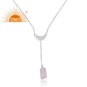 Best Selling 925 Sterling Silver Natural Rose Quartz Gemstone Pendant Necklace Custom Jewelry Manufacturer - Product Image 2