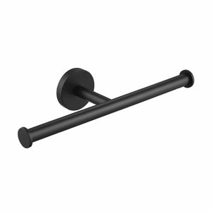 Elegante soporte de papel higiénico recubierto de negro de acero inoxidable, duradero, montado en la pared para uso en el baño del restaurante del hogar - Product Image 1