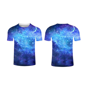 Camiseta con estampado de galaxia para hombre, manga corta, cuello redondo, diseño de estrellas espaciales y luna, ropa informal - Product Image 4