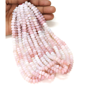 ลูกปัดโอปอลสีชมพูทรงรอนเดล: ร้อยเป็นสายยาว 15 นิ้ว, พลอยเรียบ, สำหรับทำเครื่องประดับ - Product Image 5