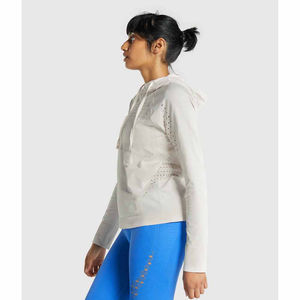 Venta al por mayor ODM/OEM Puls tamaño pulóver Sudadera con capucha mujer transpirable de punto completo personalizado Logotipo de impresión ligera lavado con ácido con capucha - Product Image 2