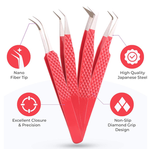 Pinces à épiler professionnelles pour extensions de cils avec nouveau design de poignée, pointe pointue, pinces en acier inoxydable personnalisées - Haute qualité - Product Image 3