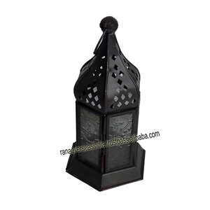 Tout nouveau dernier Design lanternes de table en fer de couleur noire pour les événements de fête décoration d'hôtel de mariage à la maison - Product Image 4