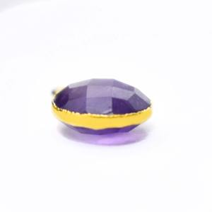 Dije de Amatista, Piedra Ovalada Facetada de 8x10 mm, Chapado en Oro, Pequeño Colgante de Granate para Joyería - Product Image 3
