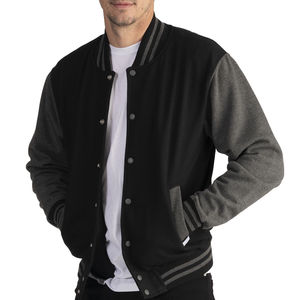 Chaquetas universitarias de alta calidad para adultos, ropa de calle informal, cuello levantado, cierre de cremallera, tela de lona teñida lisa - Product Image 3