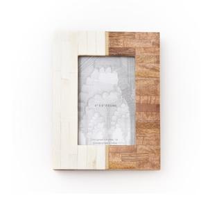 4x6 cadre photo Boho photo cadre en bois de manguier décor contemporain incrustation d'os Photo mariage cadre fait main - Product Image 2