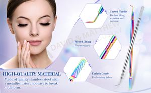 อุปกรณ์แยกขนตาสแตนเลสอุปกรณ์ยกขนตาเครื่องมือต่อขนตาปลายแหลมแบบมืออาชีพ - Product Image 5