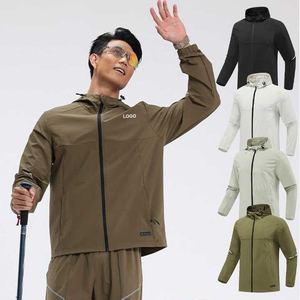 Coupe-vent de sport automne-hiver personnalisé pour hommes, veste à capuche à manches longues à séchage rapide, fermeture à glissière sur pied, imprimé imperméable - Product Image 6