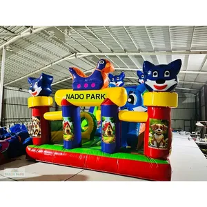Grande aire de jeux gonflable extérieure, équipement d'amusement Chat Bleu - Product Image 2