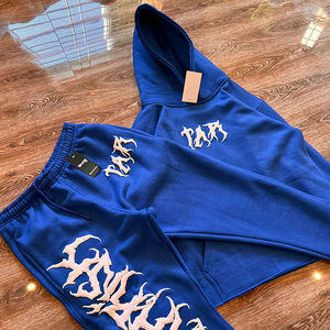 Chándal de chándal con capucha y pantalones de chándal acampanados con estampado de soplo personalizado, conjunto de chándal para correr para hombre - Product Image 6