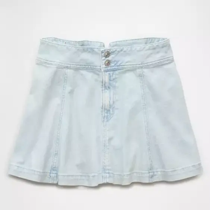 Falda Vaquera Informal Verde de Alta Calidad para Mujer, con Cinturón, Botones, Diseño Elegante con Abertura Lateral, Estilo Vintage Desgastado, Falda Mini en Línea A - Product Image 4