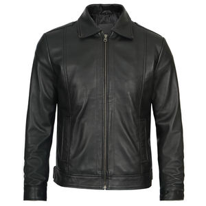 Veste en cuir tendance à la vente, couleur unie, design personnalisé, fabrication selon les demandes des clients, col rabattu, vestes en cuir - Product Image 1