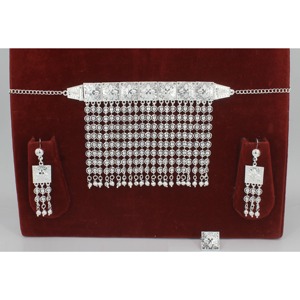 Ensemble de colliers arabes, bijoux du Moyen-Orient, collier en argent de Dubaï, collier plaqué argent, collier arabe traditionnel, ensemble arabe traditionnel - Product Image 3