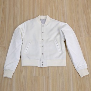 Vestes Varisty en laine manches en cuir véritable personnalisées vestes universitaires universitaires de baseball blanc pour hommes - Product Image 1