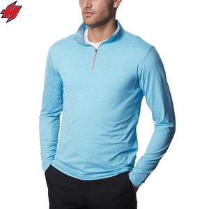 Polo personnalisé respirant à séchage rapide demi-fermeture éclair en tricot de haute qualité pour hommes polos à manches longues avec poches pour hommes - Product Image 3