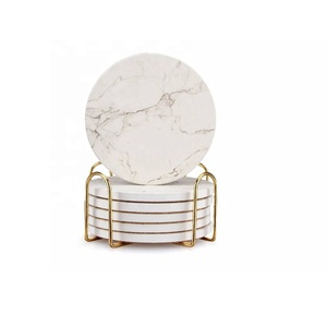 Sous-verres ronds en marbre faits à la main ensemble de 6 sous-verres en marbre pour boissons ensemble de sous-verres en marbre pour café, thé et table de cuisine - Product Image 6