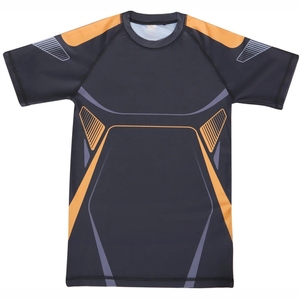 BJJ Rash Guard MMA Camisa de compresión Diseño personalizado Mangas cortas Transpirable y técnica de lavado Anti-UV Precio al por mayor - Product Image 1