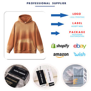 เสื้อฮู้ดแบบสวมหัวผ้าฟลีซมัดย้อมแบบวินเทจซักได้คุณภาพสูง380กรัมน้ำหนักตัวใหญ่จัดส่งแบบสวมหัว - Product Image 4