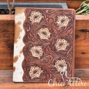 Hot Selling A4 A5 Size <b>File</b> Cover Portfolio Papers Documents <b>Organizer</b> High Quality Soft Leather Cover With Tooling & Pockets - Product Image 1