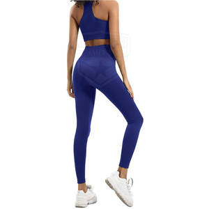 Ropa deportiva de moda para mujer más vendida, conjunto de entrenamiento de mallas de yoga con patrón sólido, venta en línea a un precio razonable - Product Image 2