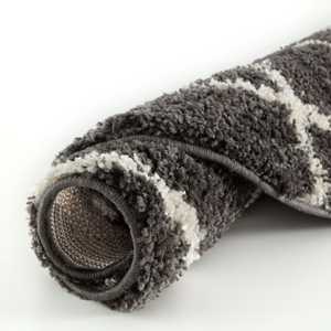 Tapis d'intérieur en fourrure gris foncé de style marocain, série 740 - Product Image 1