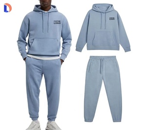 Vente en gros 2 pièces Ensemble de jogging pour hommes Sweats à capuche simples Vêtements de sport Survêtements de rue surdimensionnés - Product Image 4