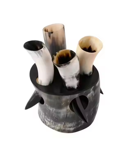 Top Tendance Corne Tasses Élégant Viking Inspiré 4 Pcs Corne À Boire Ensemble Avec Support En Acier Inoxydable pour Restaurants Mariages Bars - Product Image 6