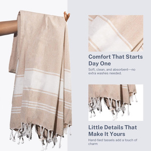Fouta Hammam fait à la main serviette coton turc léger séchage rapide absorbant drap de bain Spa Wrap voyage Yoga couverture pique-nique - Product Image 6