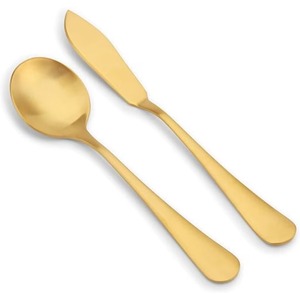 Cubiertos de acero inoxidable utilizados en utensilios de cocina, mesa, cafetería, uso doméstico, cubiertos con acabado Chapado en Color dorado, Juego de 4 manijas multicolores - Product Image 5