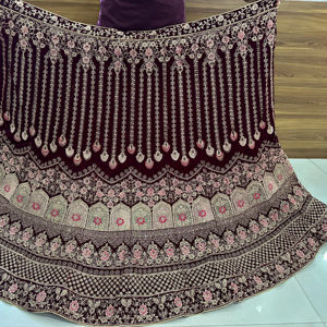 Velvet Lehenga Glitter Dori Dhaga Work Double Can Fitting 2,5 m Flair Soft Net Dupatta Bordado Choli B2B Fiestas al por mayor - Product Image 3