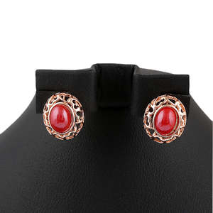 Women's Fancy <b>Locket</b> Set - Golden - Red - Product Image 3