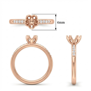 Fournisseur fiable de Hong Kong, bague de fiançailles semi-montée classique pour femme, or rose massif 18 carats, véritable diamant - Product Image 5