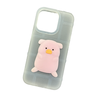 Coque de téléphone carrée en TPU avec couverture de téléphone en silicone transparente Adorable protecteur de conceptions en forme d'animal pour iPhone 15 Pro Max