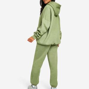 Survêtement à capuche pour femme, streetwear uni décontracté, surdimensionné, logo personnalisé, deux pièces, tenue de jogging, écologique, réversible - Product Image 2