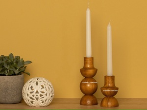 Eco-Friendly Handmade Round Wood <b>Candlestick</b> Holder Stand for Home Christmas Decor - Product Image 6
